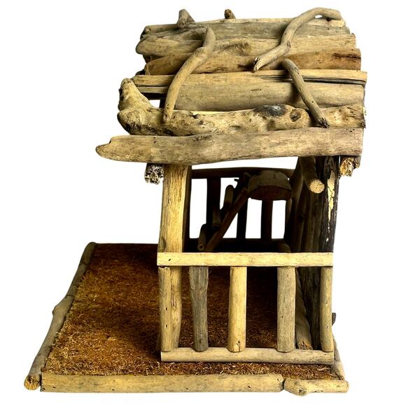 Handcrafted Art Design Driftwood Holy Family Angel 5PC Nativity Manger-Rare Find - Picture 6 of 14